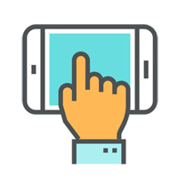 touch-screen icon with hand