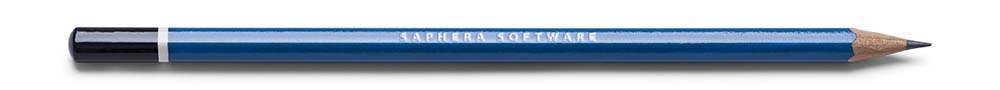 Blue pencil with saphera branded text